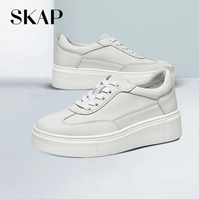 SKAP圣伽步春季商场同款时尚舒适百搭厚底小白鞋休闲鞋ADC01CM4
