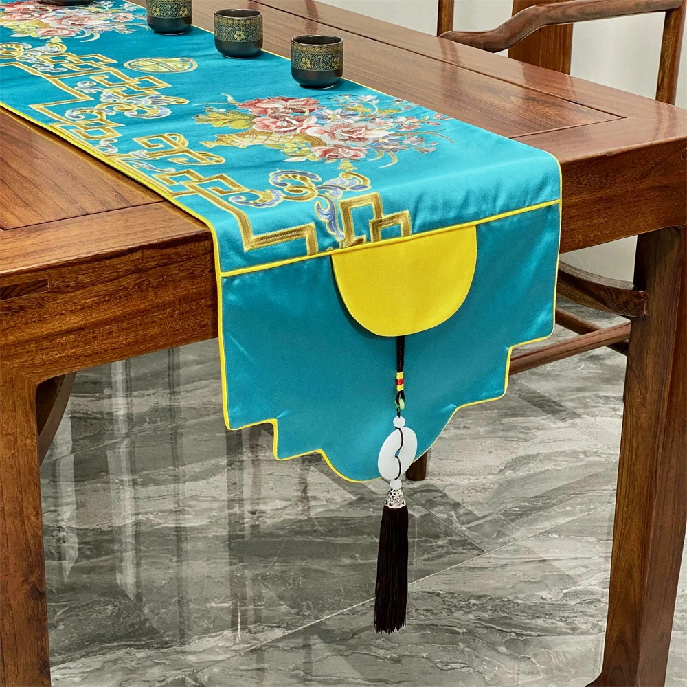 中式新中式薄款刺绣桌旗尺寸可以定制