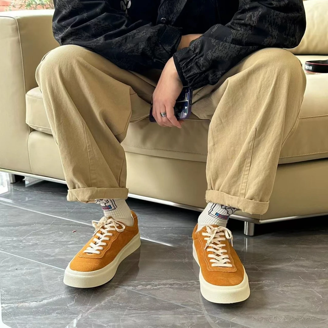 日系翻毛皮百搭款板鞋潮流复古男鞋简约透气休闲男鞋耐磨滑板鞋潮