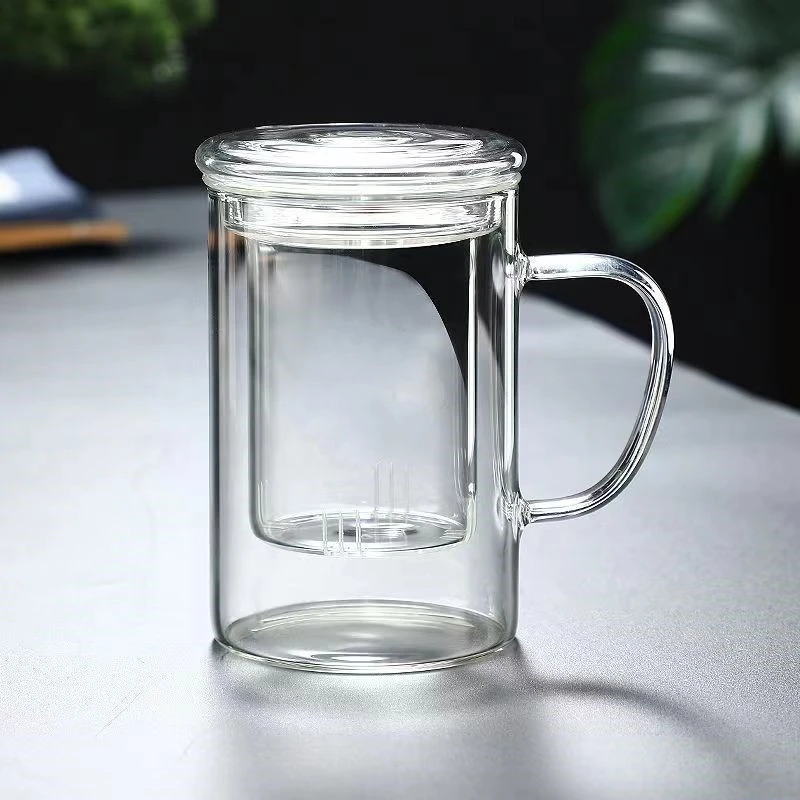 高硼硅玻璃茶杯玻璃茶水分离透明过滤泡茶杯耐热玻璃花茶杯大容量