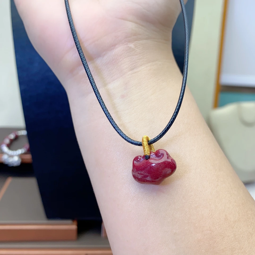 含辰砂工艺品朱砂平安如意紫金砂锁骨链女本命年