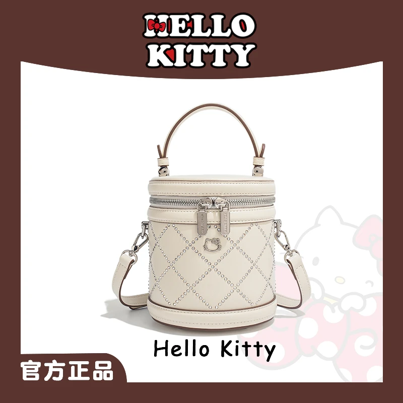 HELLO KITTY/凯蒂猫2024新款轻奢时尚菱格百搭单肩斜挎包水桶包