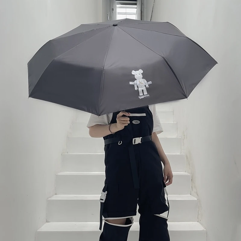 暴力熊雨伞女高颜值ins男全自动折叠潮流学生简约太阳伞防紫外线