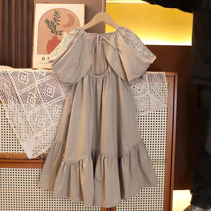 甜女童公主裙2024新款时尚镂空法式宽松韩版棉布裙