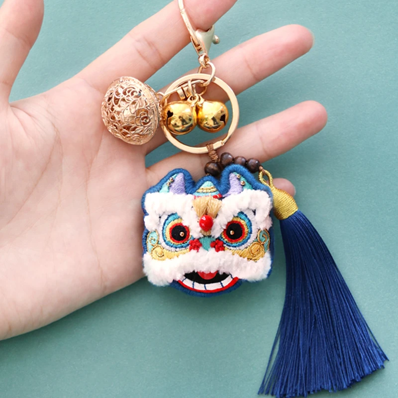 醒狮平安符刺绣手工diy材料包车挂件钥匙扣香囊图案平安福送男友