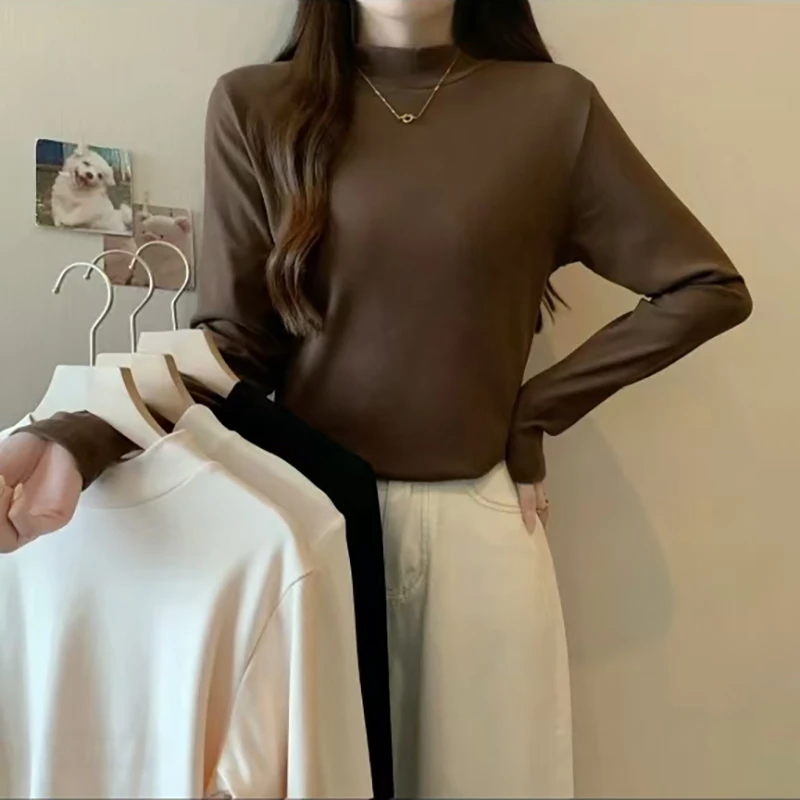 90-200斤半高领德绒打底衫女内搭显瘦大码胖MM秋冬保暖长袖上衣