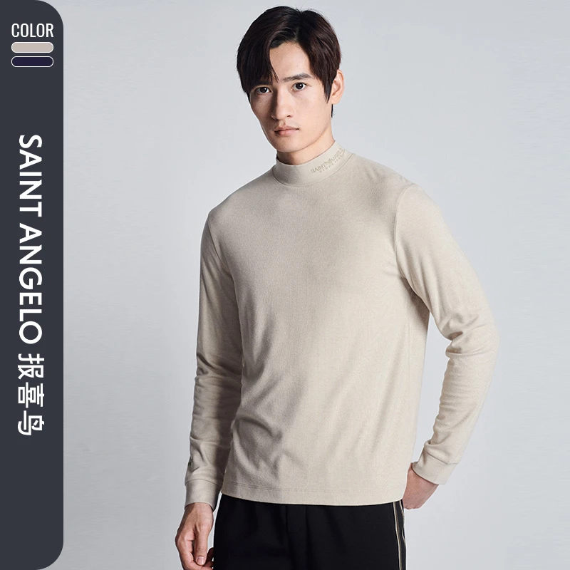 【混纺面料】报喜鸟秋季新款男士时尚生活休闲长袖圆领质感T恤衫