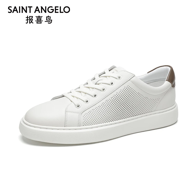 报喜鸟男鞋2025夏新款男士休闲板鞋韩版时尚真皮超轻透气小白鞋