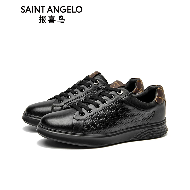 报喜鸟男鞋秋季男士休闲板鞋时尚潮流低帮小白鞋真皮舒适透气单鞋