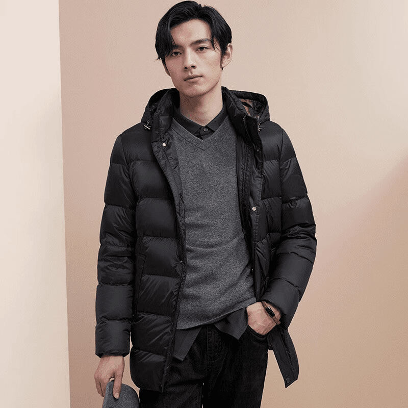 【90%白鹅绒】报喜鸟羽绒服男装外套冬季时尚休闲厚男士中长款户外