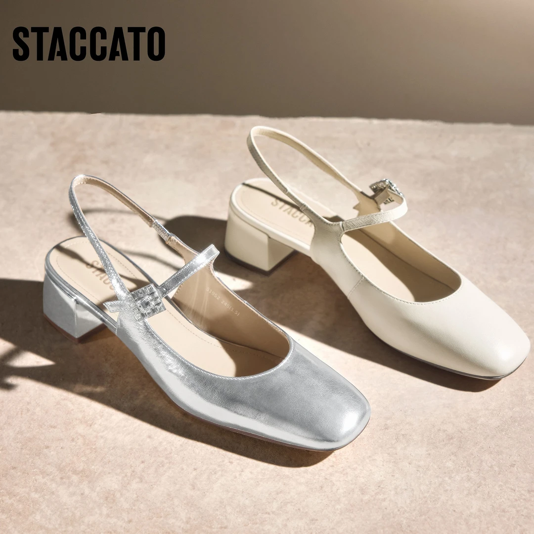 思加图2025春季新款奶油方糖玛丽珍鞋复古粗跟时装凉鞋女S1952AH5