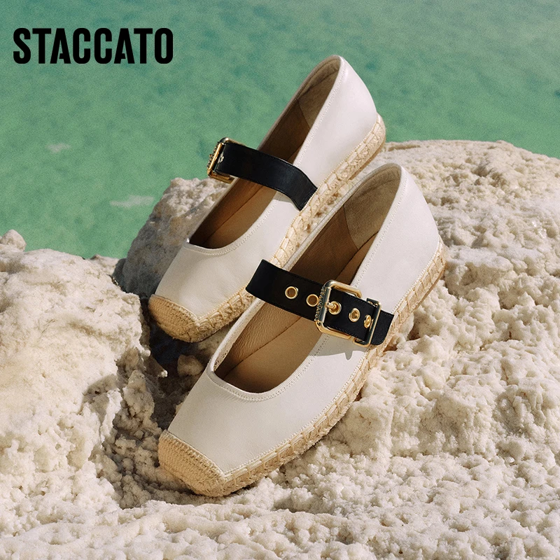 思加图春季新款尤莱特翻糖渔夫鞋平底鞋女单鞋EVC01AQ4