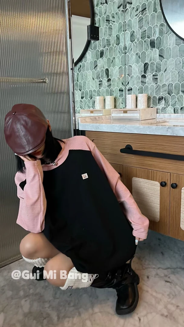 [处理]/冬季大码宽松潮流时尚百搭气质长袖领打底上衣女（1636）