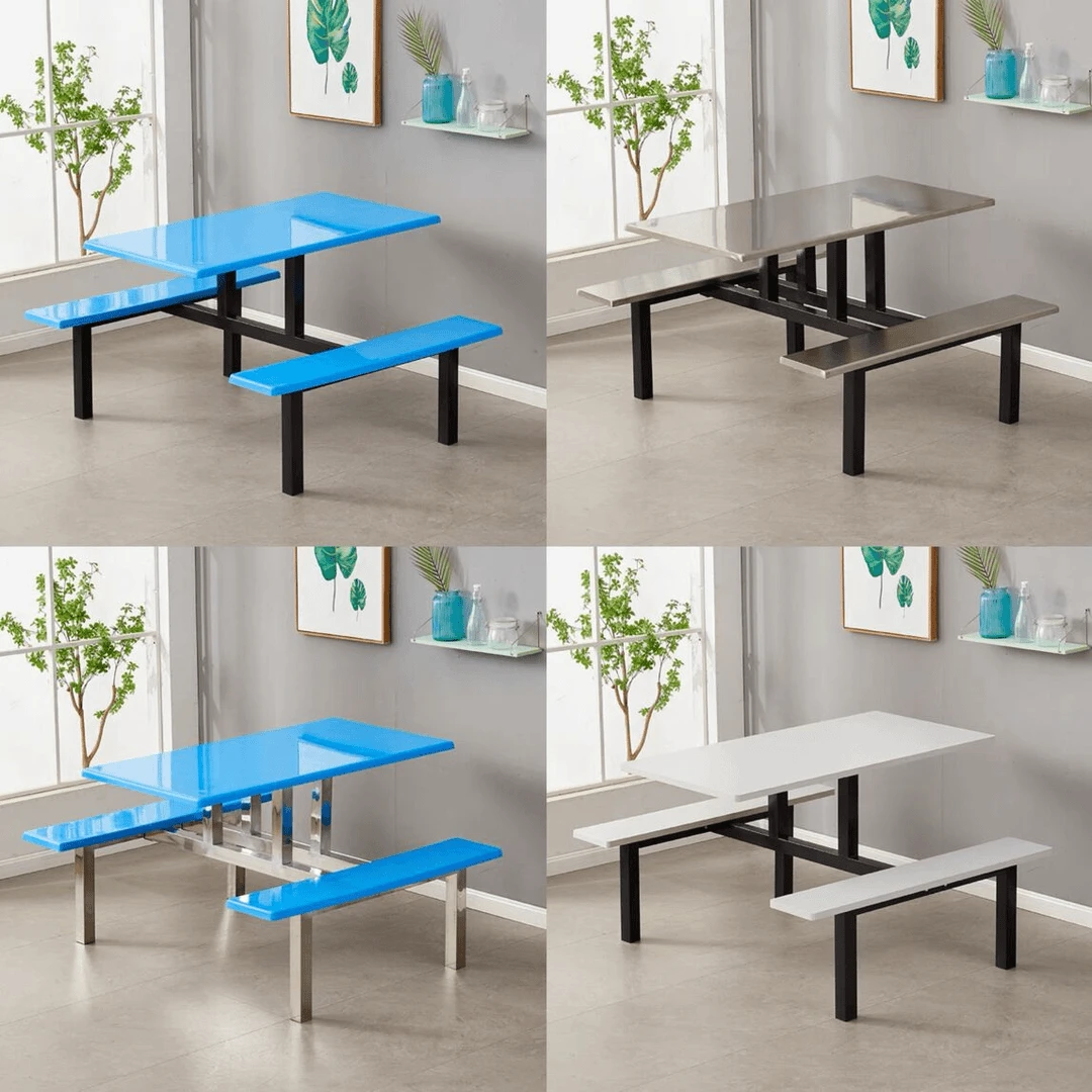 学校学生不锈钢食堂餐桌椅员工地工厂4人6人8人快餐饭堂连体组合