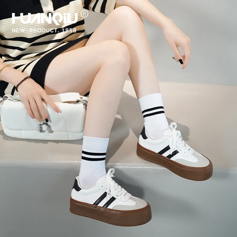 环球厚底德训鞋女2024秋季百搭复古小众设计感春秋学生爆款时尚鞋