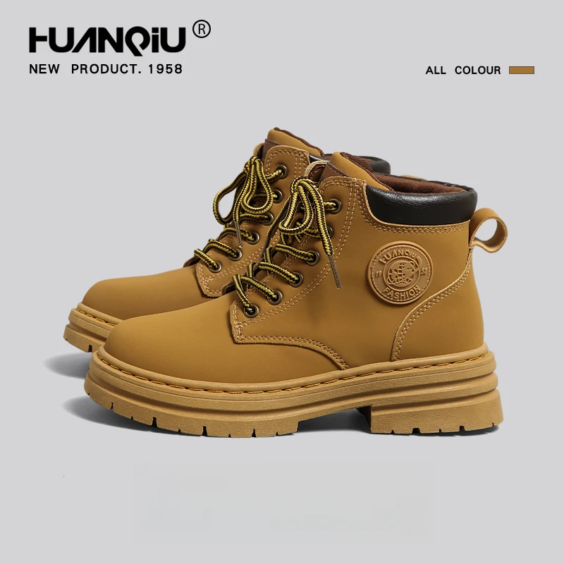 环球大黄靴女2025秋冬季新款英伦马丁靴机车厚底复古百搭工装短靴