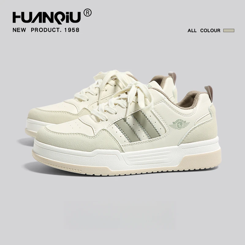 环球厚底板鞋女2025新款爆款秋季时尚透气炸街小众休闲百搭小白鞋