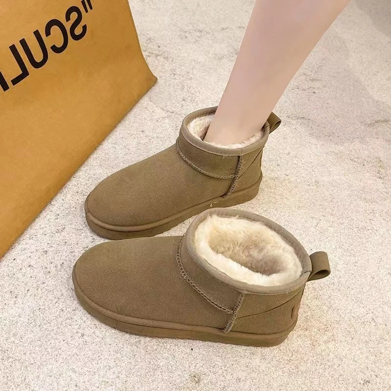 周冬雨同款雪地靴防滑加绒ins大码皮短筒情侣棉鞋男女冬杰JA822