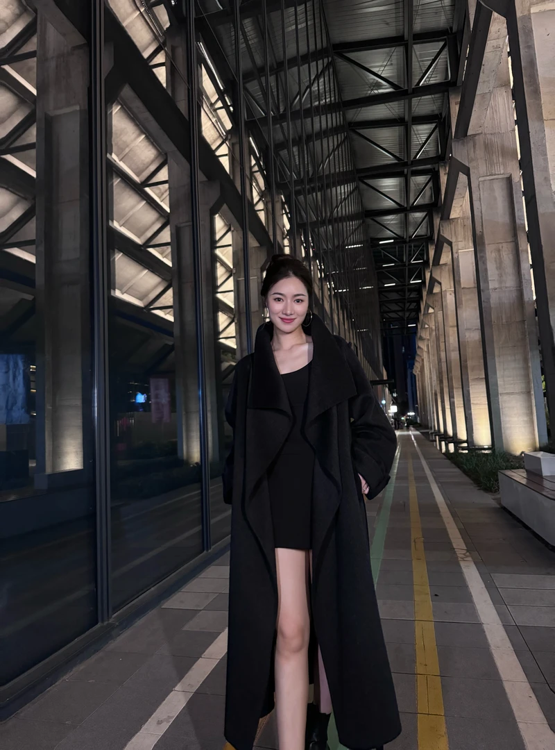 【MY BEAUTY】24秋冬时尚阔版立领大翻领气质双面呢羊毛大衣 M816
