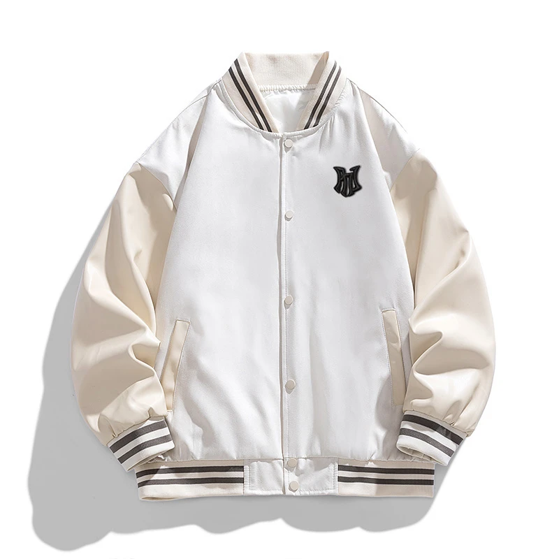 pnj休闲美式时尚情侣款外套春秋季百搭秋冬立领印花复古潮流帅气