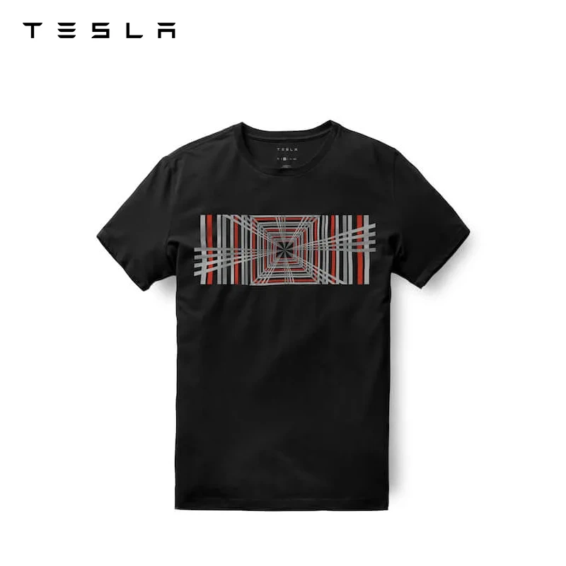 TESLA/特斯拉黑色圆领短袖T恤休闲Plaid 模式男款