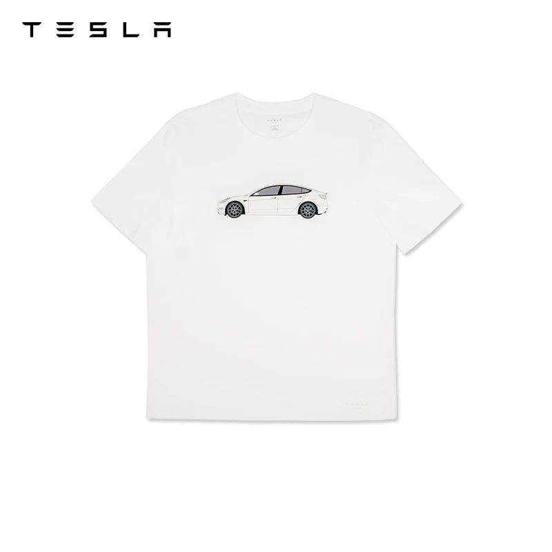 TESLA/特斯拉Model 3针织T恤衫 纯棉舒适白色