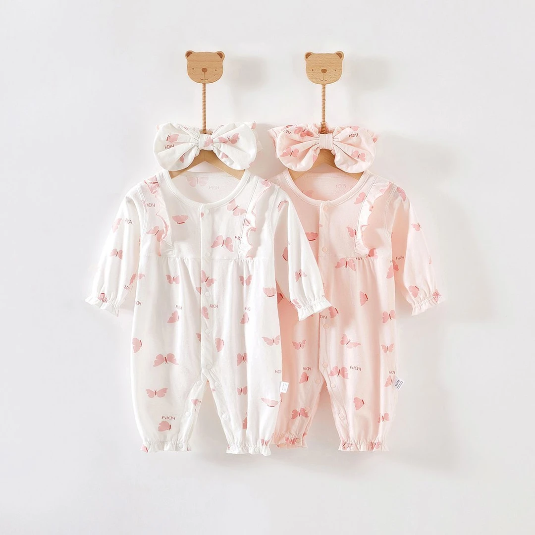 女宝宝夏装ins风爬服A类纯棉婴儿连体衣哈衣空调服长袖新生儿