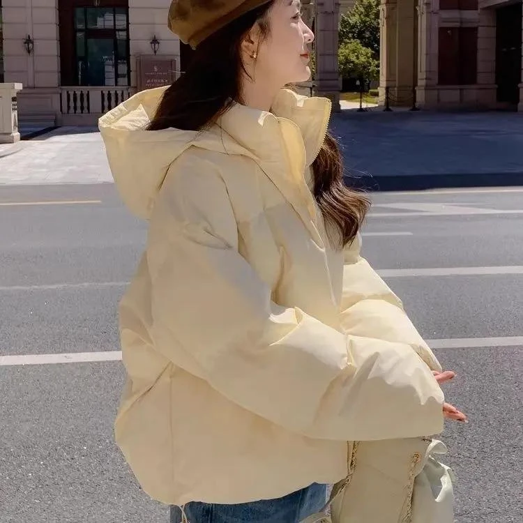 2023新款羽绒羽绒服女慵懒风ins短款学生韩版连帽宽松加厚