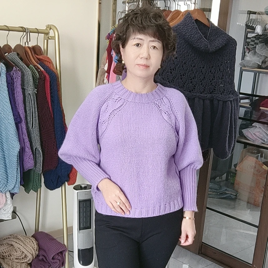 第123款肥袖树叶花毛衫视频教程