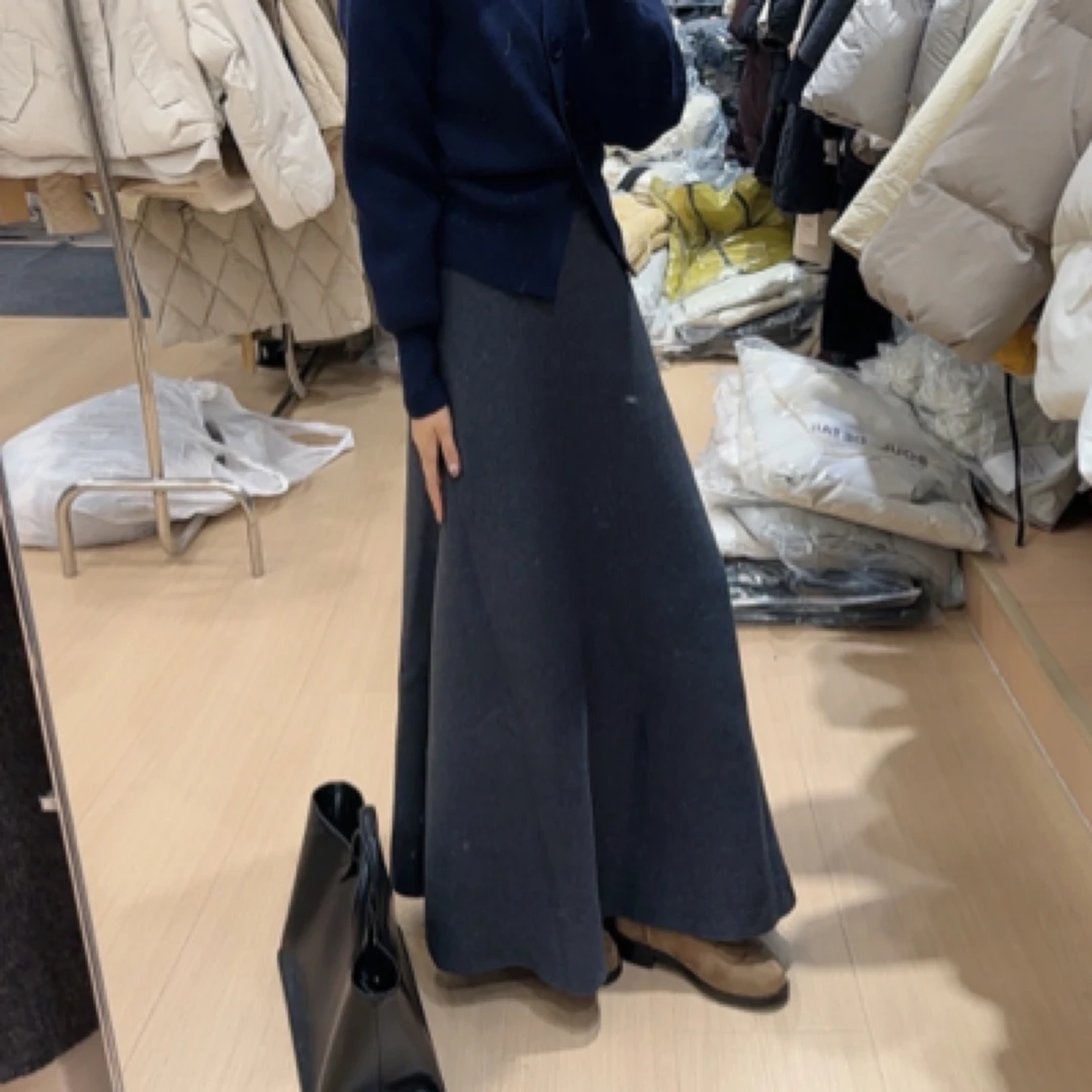 针织松紧腰A字半裙（会起球）