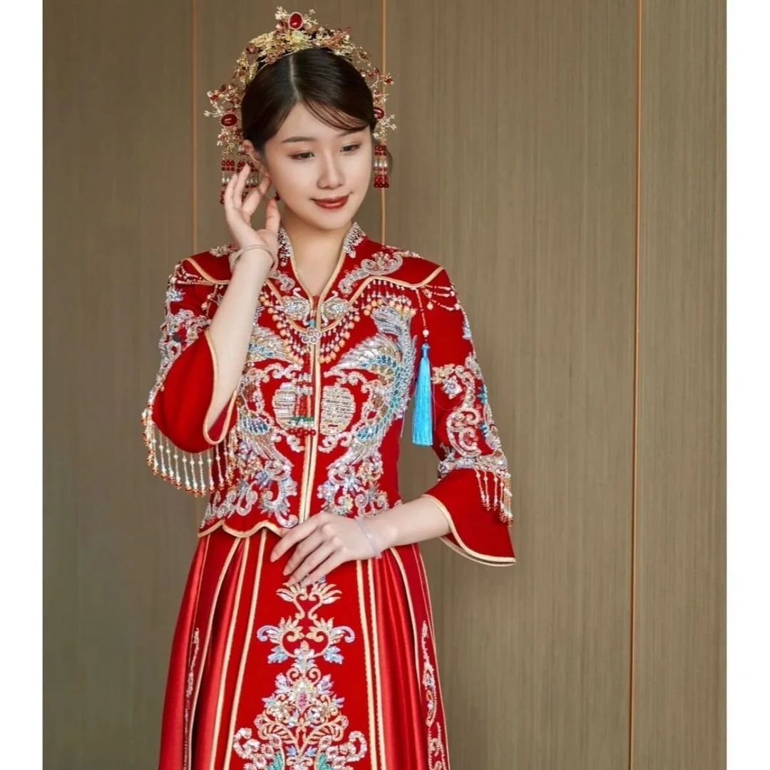 丝绒秀禾服新娘2022年新款结婚中式礼服复古嫁衣女敬酒服