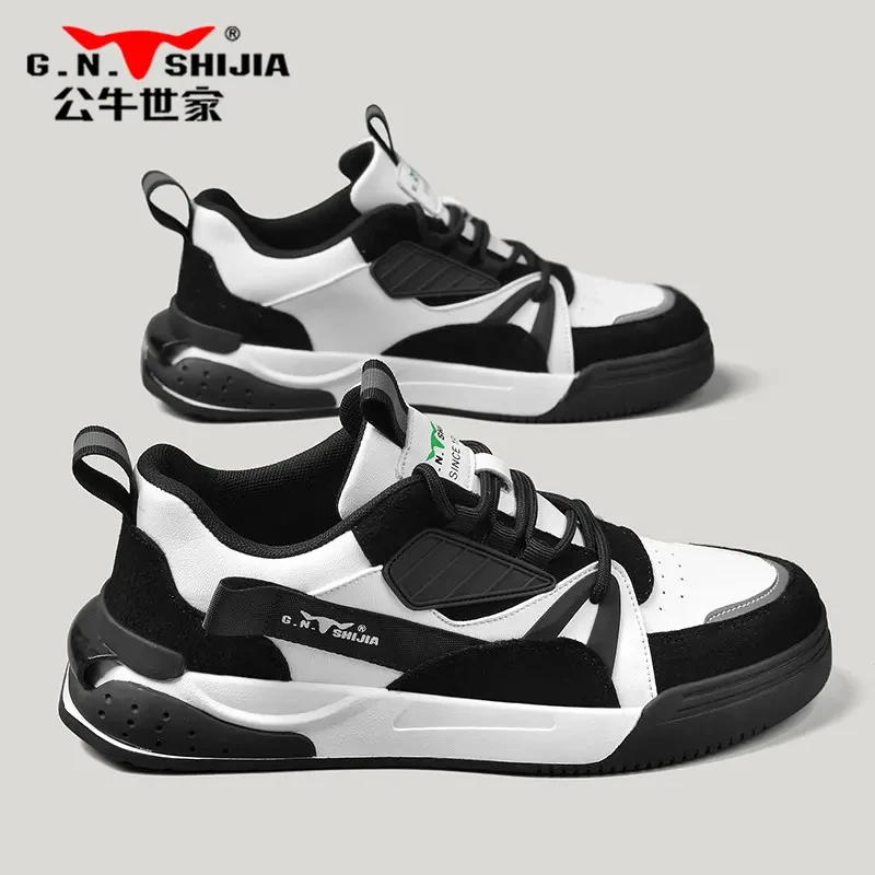 公牛世家秋男鞋2023新款百搭低帮板鞋男士潮鞋休闲运动鞋时尚透气