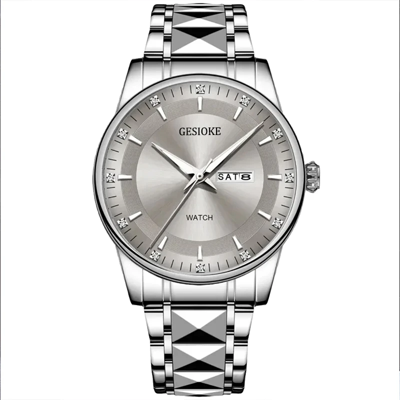 【FF专属】高级灰蝶飞男士经典钢带手表时尚防水简约潮流百搭腕表