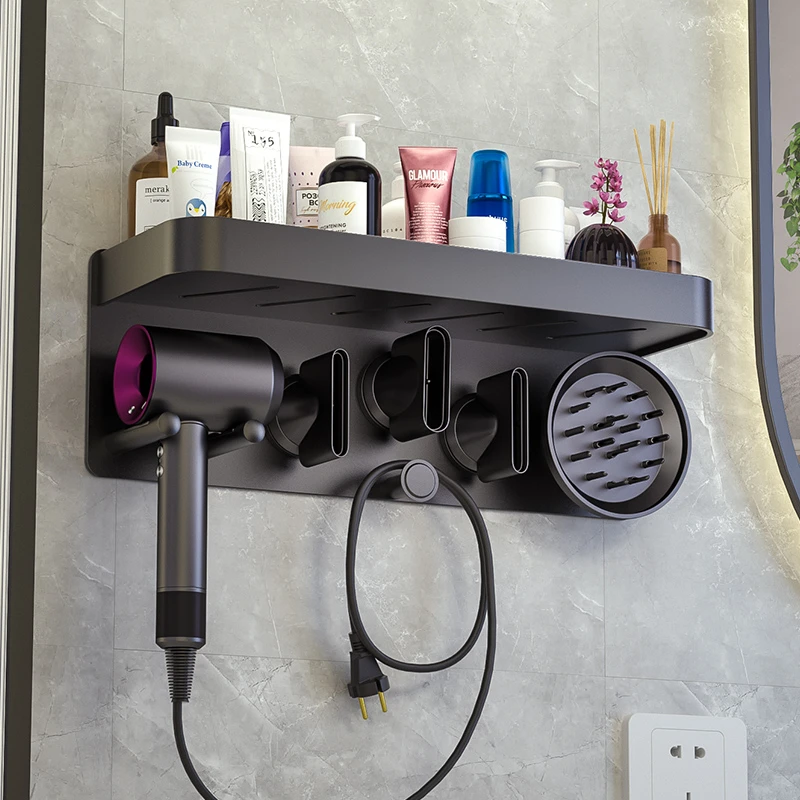 戴森吹风机支架子卫生间置物架免打孔浴室墙上吹风筒收纳挂架轻奢