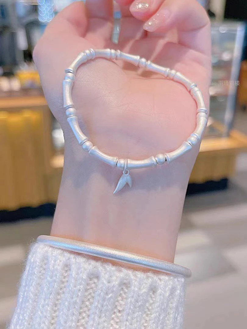 足银手链 足银9999古法竹节手链