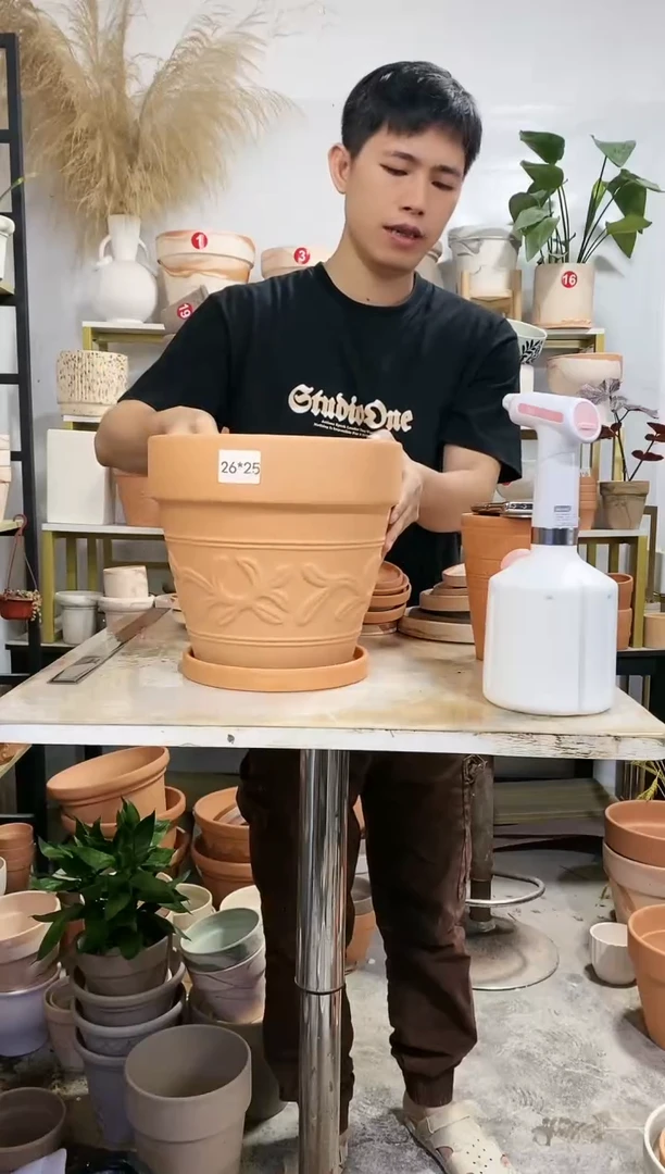 【闪购商品】红陶20CM以下26*25红陶大藤纹 2盆2托