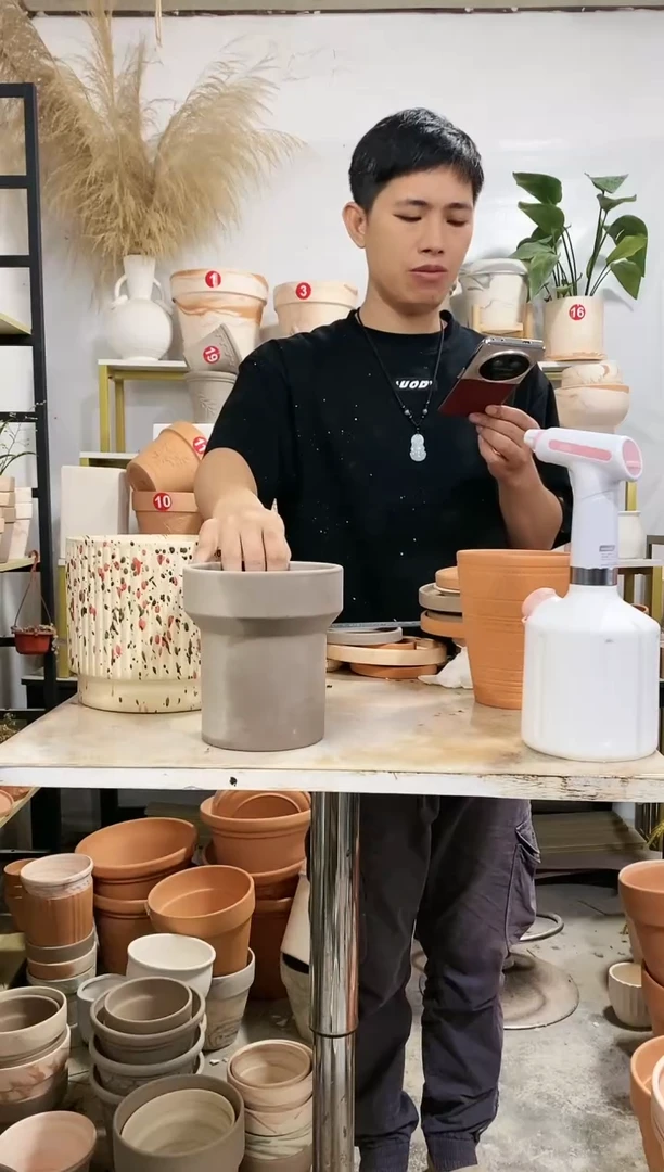 【闪购商品】陶20CM以下15*17灰陶水管盆 1盆无托