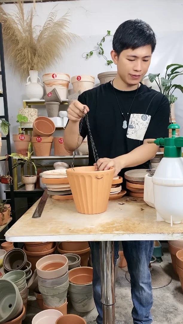 【闪购商品】红陶20CM以下18*16红陶吊盆 1盆1链