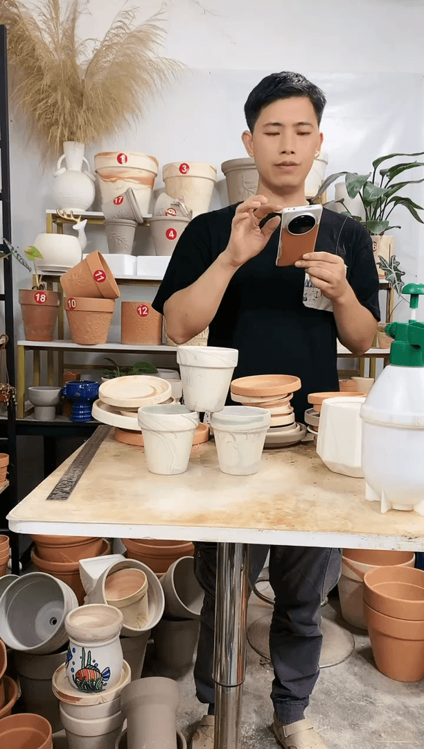 【闪购商品】红陶20CM以下10*10绿白陶 3盆无托
