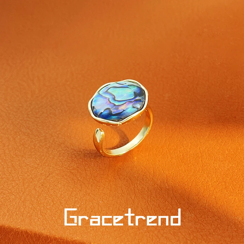 Grace trend 铜合金戒指 天文球戒指蓝色黑蝶贝活口指环 D-110