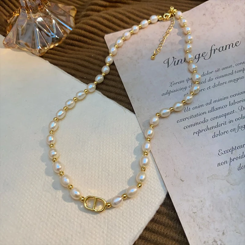 天然珍珠项链女气质轻奢百搭大牌猪鼻设计毛衣链高级感时尚锁骨链