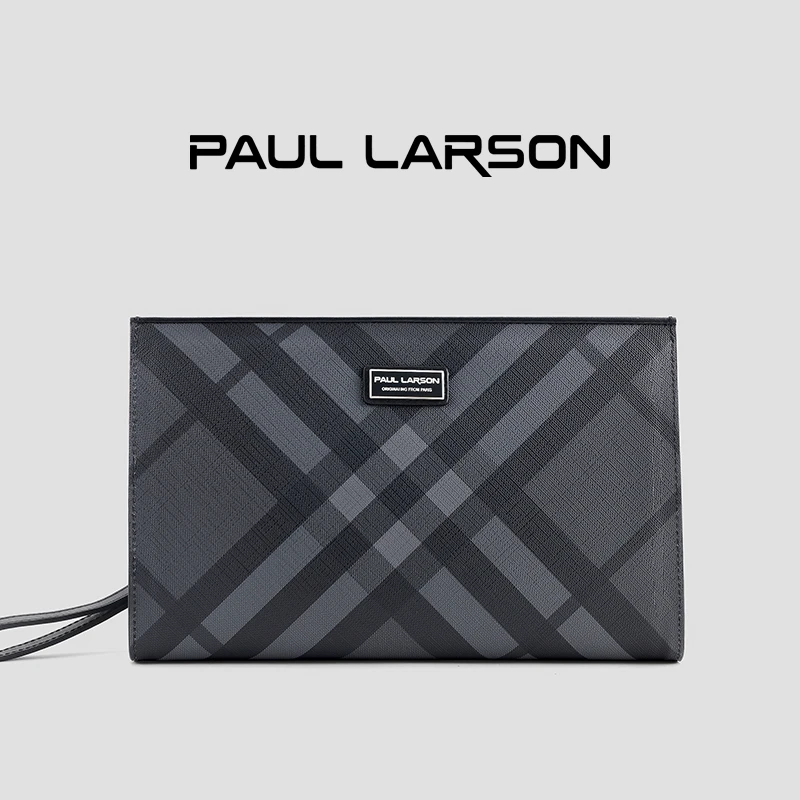 【源头好物】经典格纹男士真皮手拿包百搭腋下长款钱包手工手抓包男