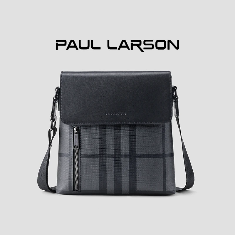 男士竖款单间斜挎包2025年商务文件合同袋真皮总裁格纹平板邮差包