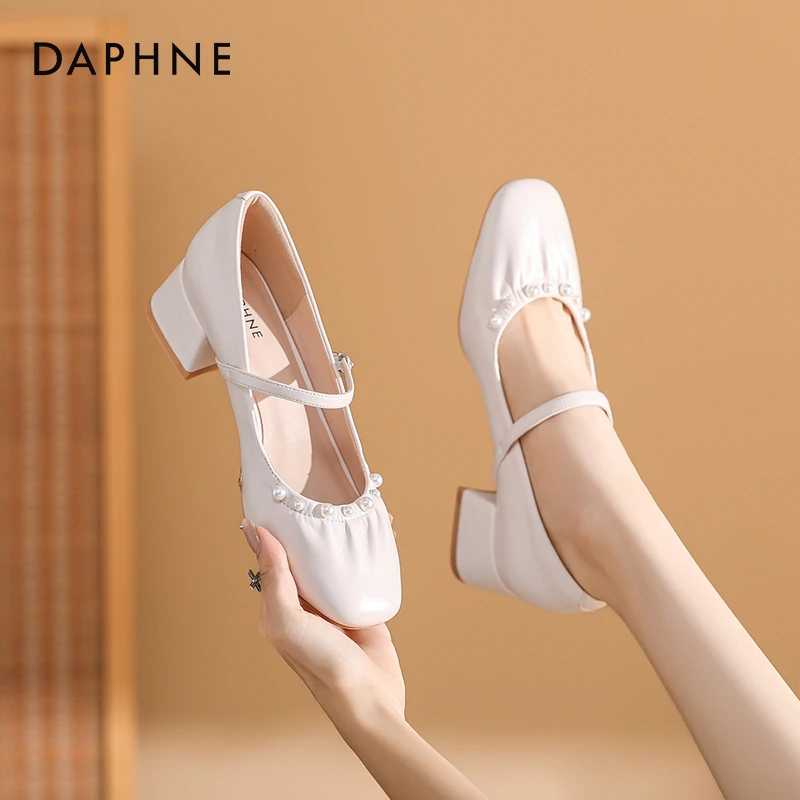 达芙妮法式珍珠玛丽珍鞋2025新款夏季气质配裙子软底久穿不累女鞋