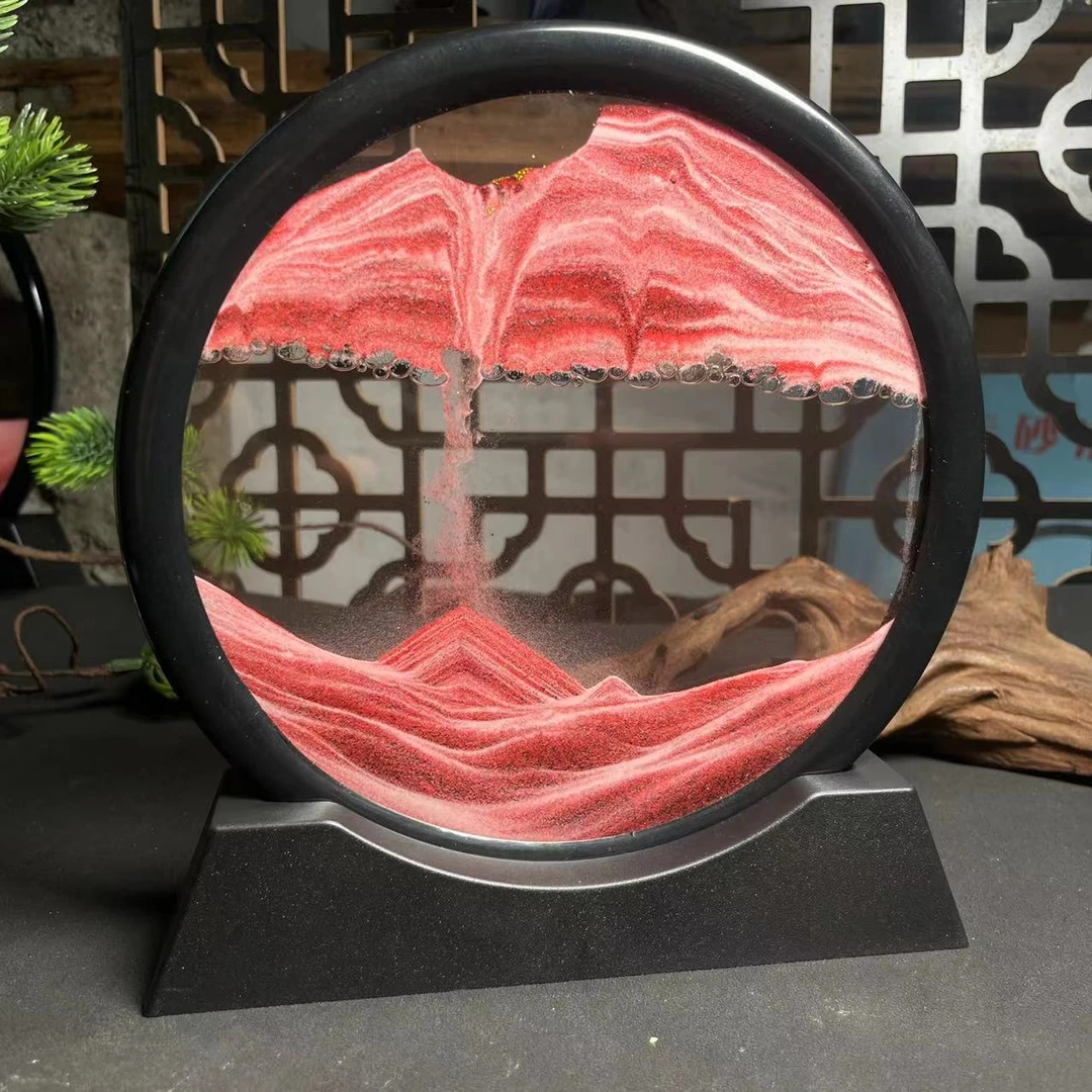 天然辰砂精品摆件流砂画大号高含量