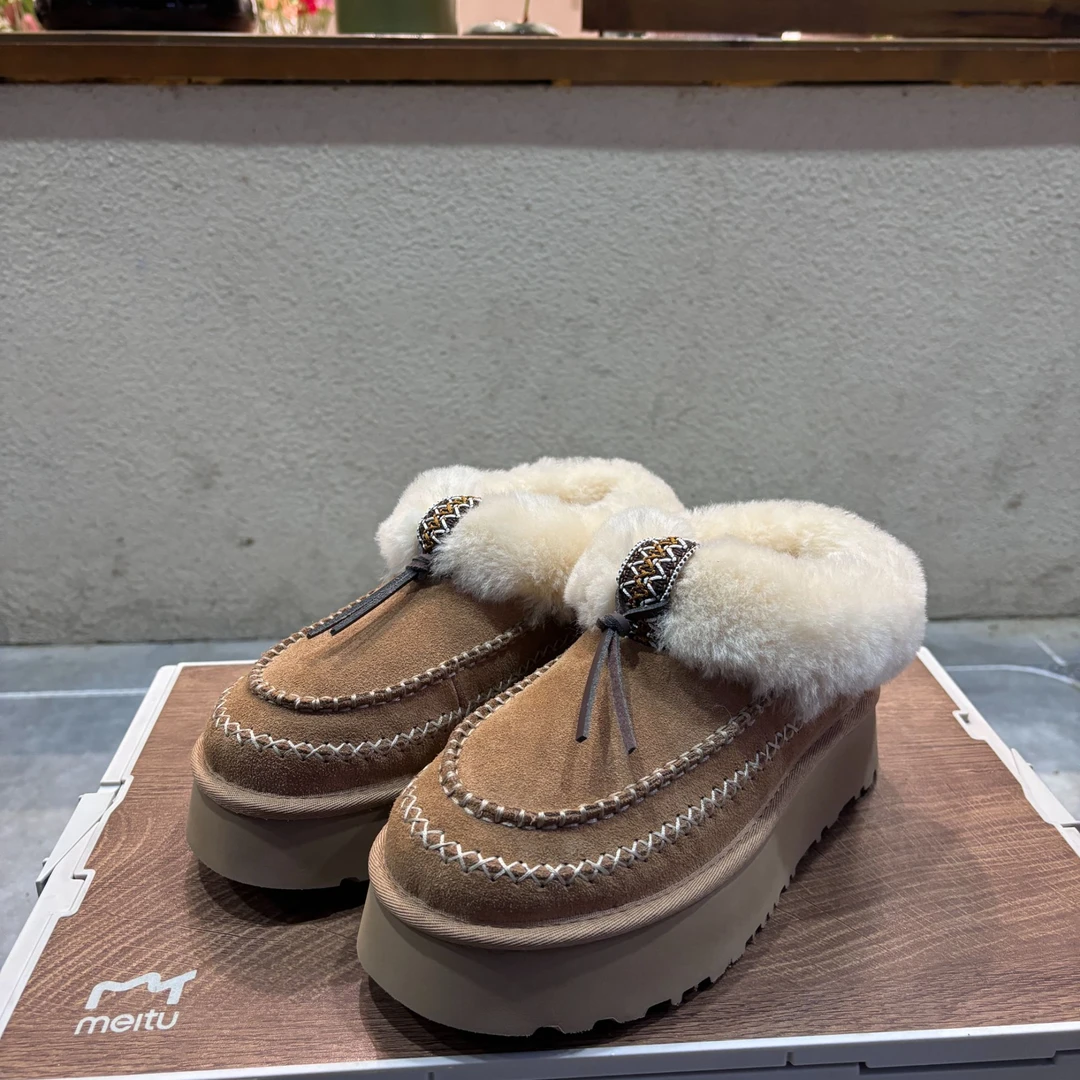 【阿尔派厚底翻毛雪地靴】2024新款真皮真毛阿尔派厚底翻毛雪地靴