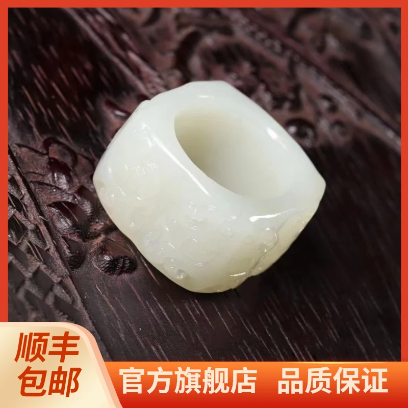 和田玉貔貅指环新疆天然和田貔貅扳指 戒指男款指环精雕玉石指环