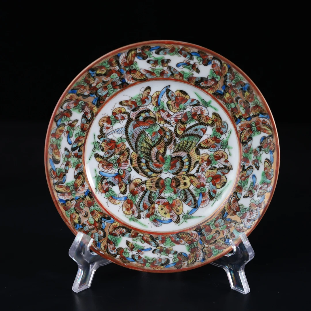 LXBYA231217051【十竹斋】晚清民国广彩百蝶图赏