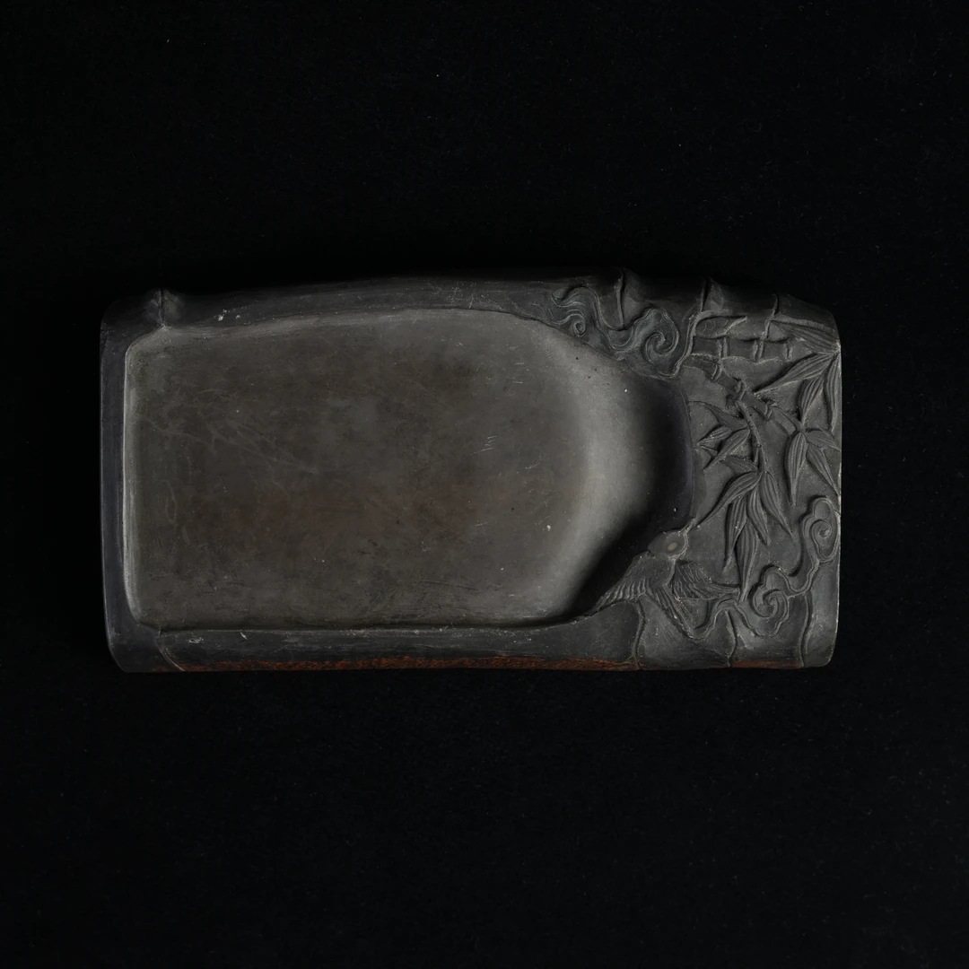 LABC241109004【十竹斋】清浅浮雕喜鹊仿生竹节端砚