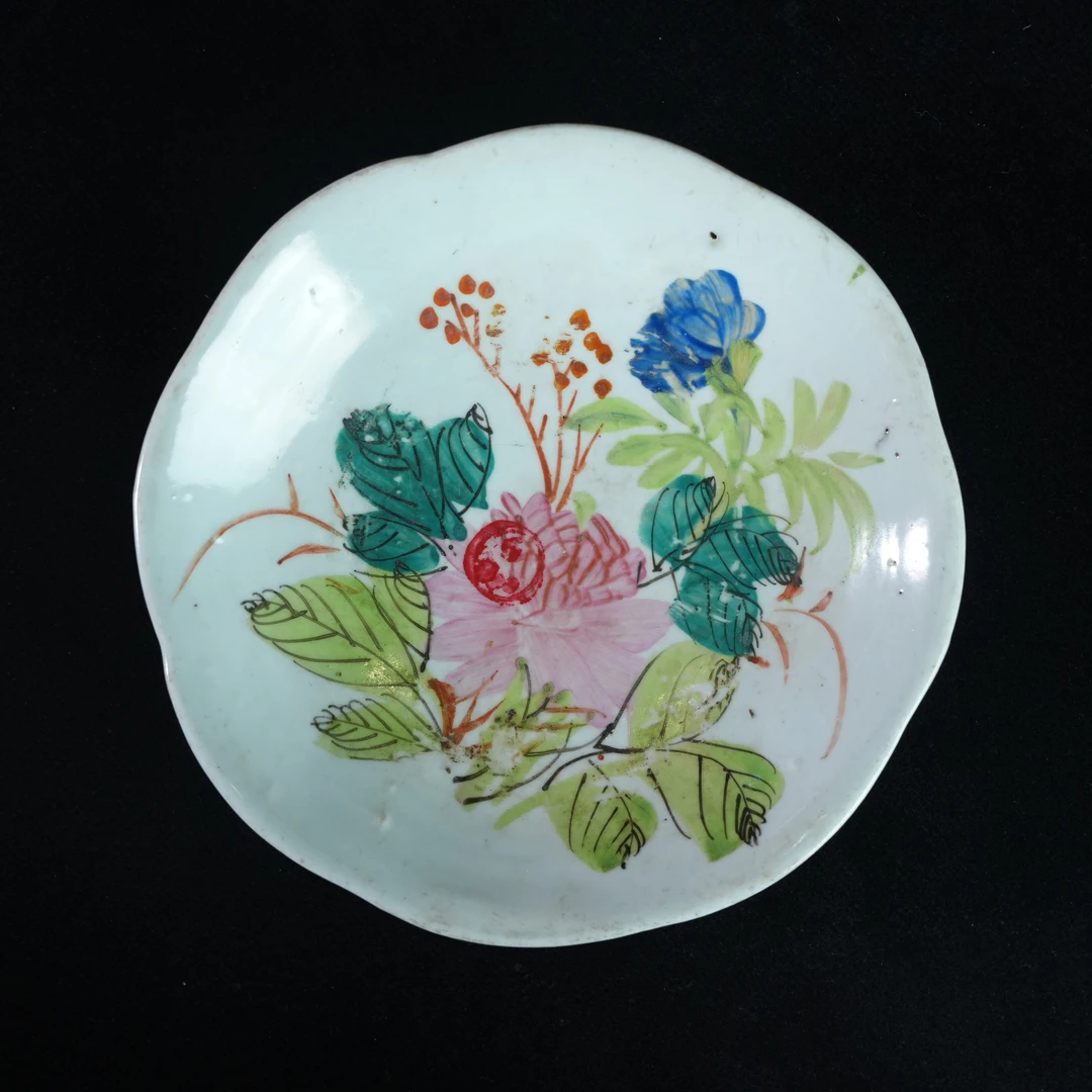 LYCH241206003【十竹斋】晚清民国洋彩花卉纹贡盘